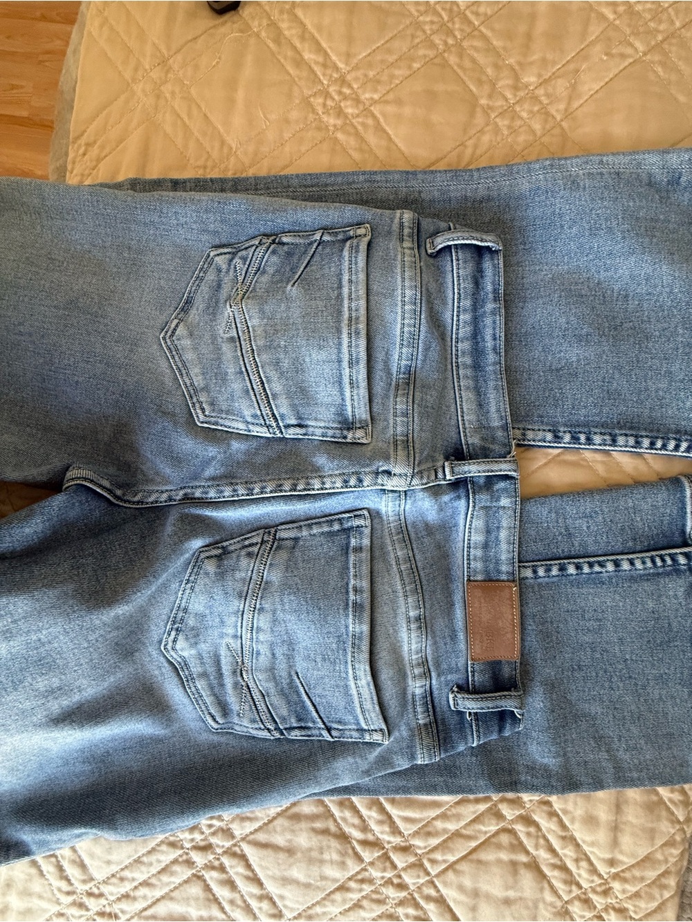 BKE Light Blue Denim Jeans with Leather Patch
